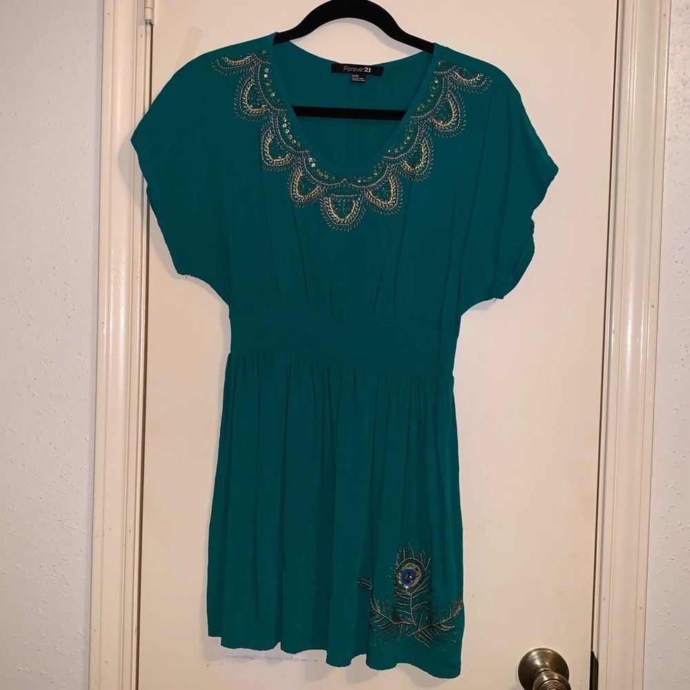 🦚 FOREVER 21 Peacock Dress